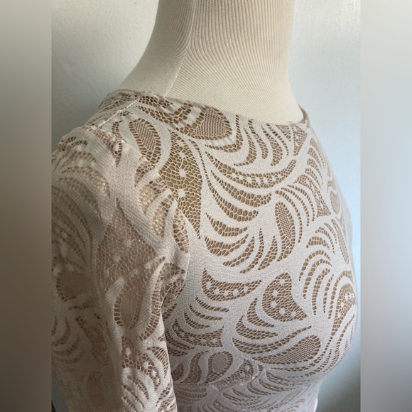 Grace Loves Lace discontinued stretch bridal midi gown ivory lace and tan liner - Picture 9 of 9